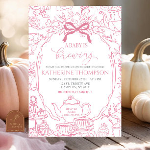 Invitation Chinoiserie Baby brasse du thé Baby shower floral