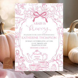 Invitation Chinoiserie Baby brasse du thé Baby shower floral