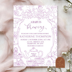 Invitation Chinoiserie Baby brasse du thé Baby shower floral