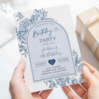 Invitation Chinoiserie blanche et bleue