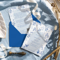Chinoiserie Blue Floral Détails QR Code Mariage