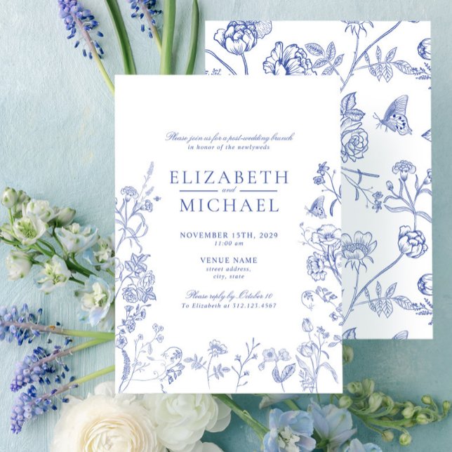 Invitation Chinoiserie Blue Victorian Post Mariage Brunch (Créateur téléchargé)