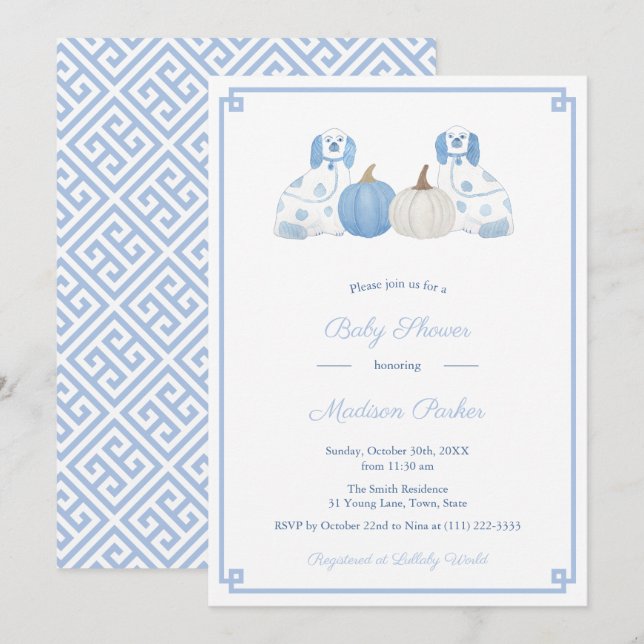 Invitation Chinoiserie Chic Citrouille Automne Baby shower Pa (Devant / Derrière)