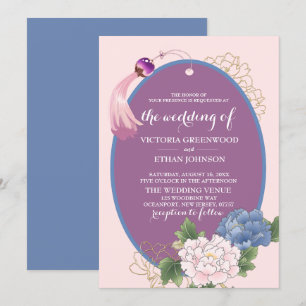 Invitation Chinoiserie Chic Peonies & Tassel Mariage Invitati