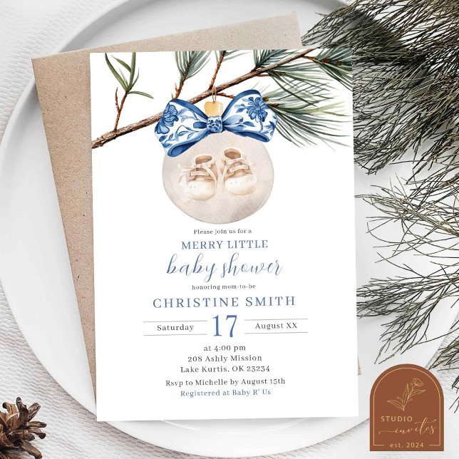 Invitation Chinoiserie d'hiver Merry Little Baby shower (Créateur téléchargé)
