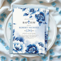 Chinoiserie florale bleue, lavage à l'aquarelle Ba