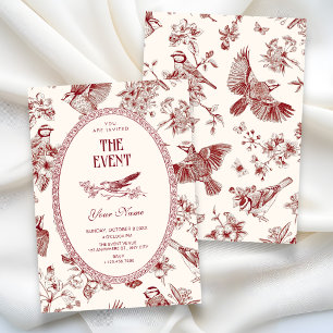 Invitation Chinoiserie florale oiseau vintage