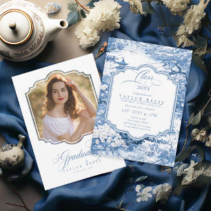 Invitation Chinoiserie Modèle photo de graduation ID1098