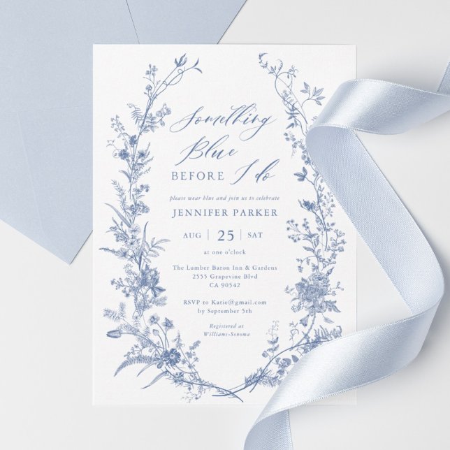 Invitation Chinoiserie Quelque chose de bleu Fête des mariées (Chinoiserie Something Blue Bridal Shower Invitation)