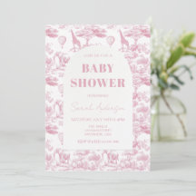 Chinoiserie rose Baby shower Toile de Jouy