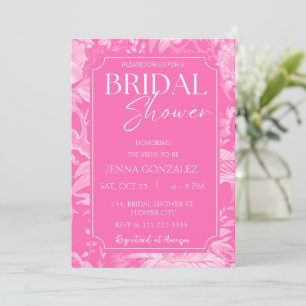 Invitation Chinoiserie rose chaud Fête des mariées de pivoine