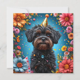 Invitation Chiot Chapeau Anniversaire Adorable