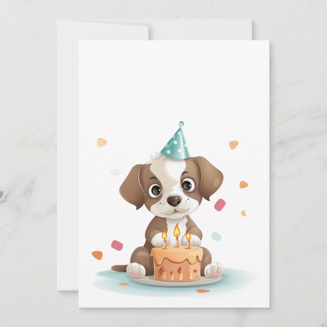 Invitation Chiot d'anniversaire (Devant)