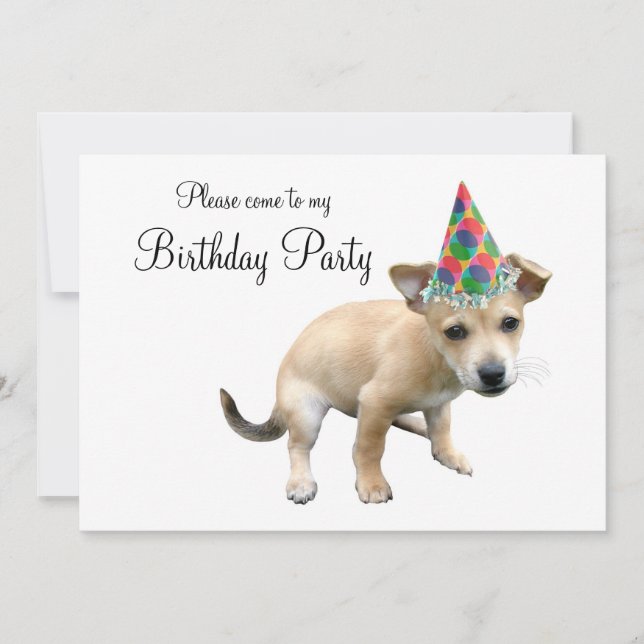 Invitation Chiot dans l'invitation d'anniversaire de (Devant)