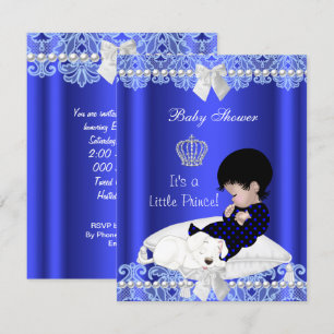 Invitation Chiot en dentelle bleu Prince Baby shower Boy
