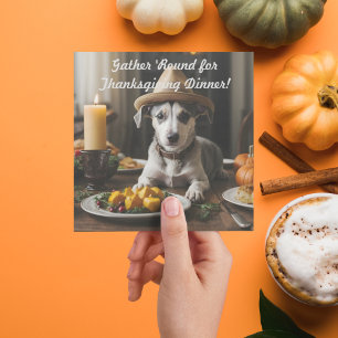 Invitation Chiot Mignon Avec Chapeau de Pèlerin Dîner de Than