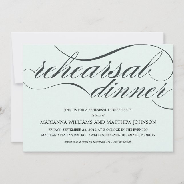 INVITATION CHIQUE BLEUE DE PARTIE DU DÎNER %PIPE% (Devant)