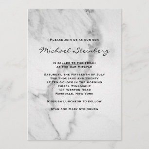 Invitation chique de Mitzvah de barre de marbre