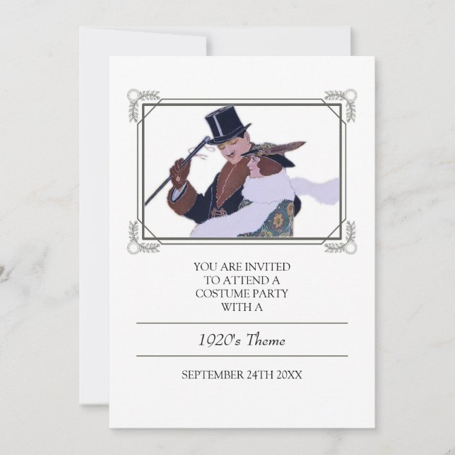 Invitation chique de partie de costume de thème (Devant)