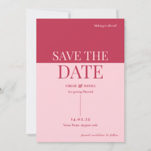 Invitation CHLOE Modern Bold Pink Enregistrer la date Invitat