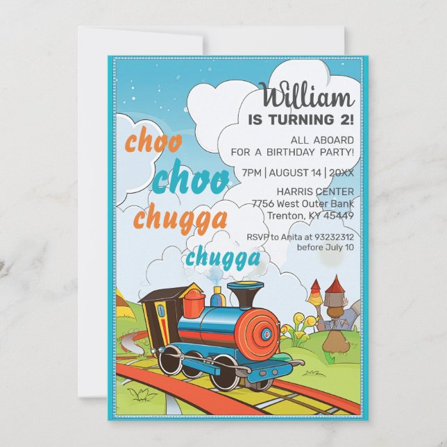 Invitation Cho Choo Train Kids Jote Train Ticket Anniversaire (Devant)