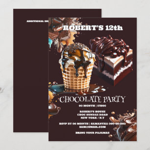 Invitation Chocolat anniversaire de enfant thème choc fun