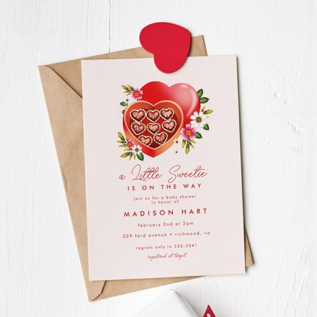 Invitation Chocolat au coeur rouge Saint Valentin Baby shower (Créateur téléchargé)