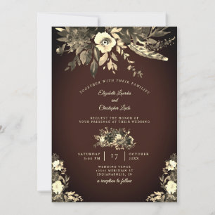 Invitation Chocolat Automne Brown séché Floral Mariage