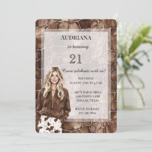 Invitation Chocolat Brown crémeux Blond Girl Anniversaire