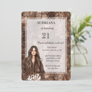 Invitation Chocolat Brown crémeux Brown cheveux fille Anniver