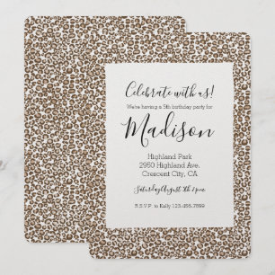 Invitation Chocolat Brown Empreinte de léopard Anniversaire