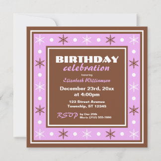 Invitation Chocolat Brown et violet fête d'anniversaire