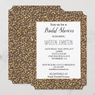 Invitation Chocolat Brown Parties scintillant d'or Leopard an