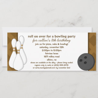 Invitation Chocolat Brown rouler sur Bowling Anniversaire