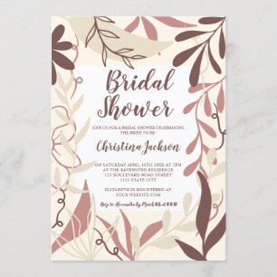 Invitation Chocolat brun Boho floral automne nuptiale douche