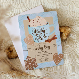 Invitation Chocolat chaud Baby shower d'hiver Garçon bébé