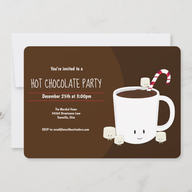 Invitation Chocolat chaud Brown Noël fête horizontale (Devant)