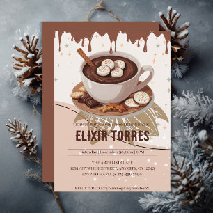 Invitation Chocolat chaud et biscuits Baby shower d'hiver