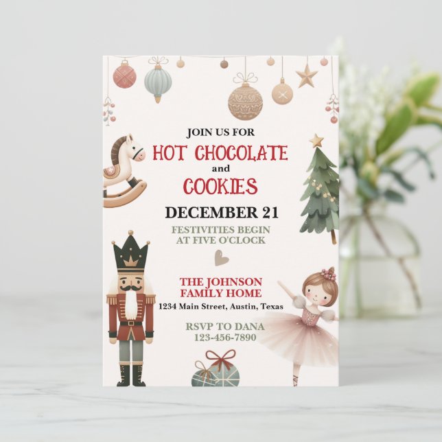 Invitation Chocolat chaud et biscuits fête de Noël (Debout devant)