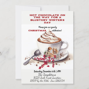 Invitation Chocolat Chaud & Maison en Pain d'Épices Enfants