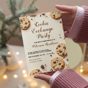 Invitation Chocolat Chip Beige Cookie Exchange Party