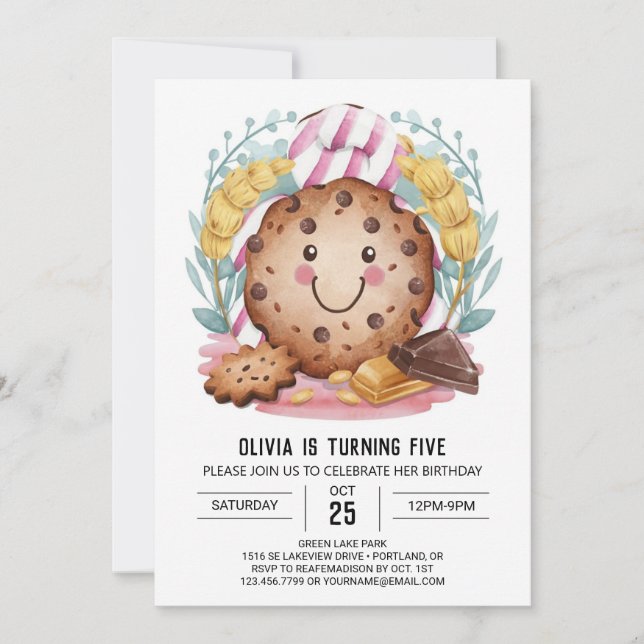 Invitation Chocolat Editable Fun Cookies Anniversaire (Devant)