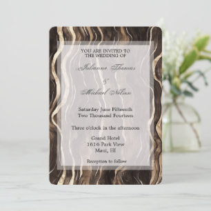 Invitation Chocolat Gold Faille Floral Mariage