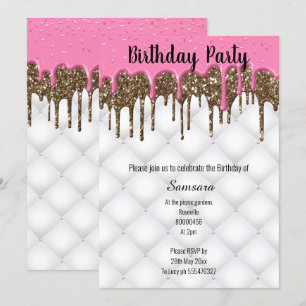 INVITATION CHOCOLAT ROSE GÂTEAU TUFTED TOUTE OCCASION ANNIVER