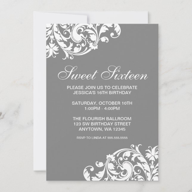 Invitation Choisir un parfum à fleurs couleur 16 Anniversaire (Devant)