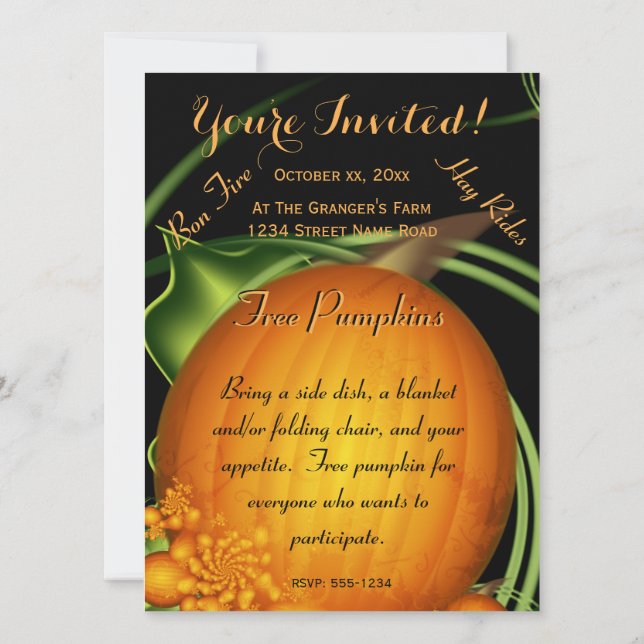 Invitation Choisir une fête Citrouille (Dos)