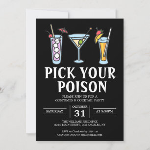 Invitation Choisissez votre poison Halloween Cocktail Adulte 
