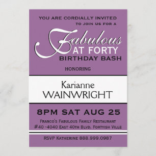 Invitation Choisissez votre quarantième type de fête