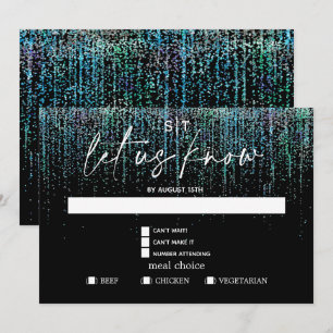 Invitation Choix de repas moderne RSVP Paillettes de teal viv