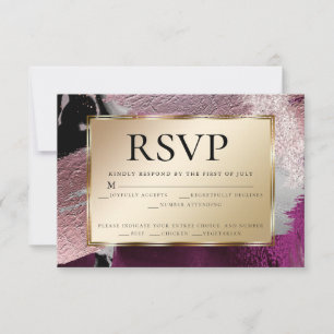 Invitation Choix de repas RSVP   Cassis métal or Texture in